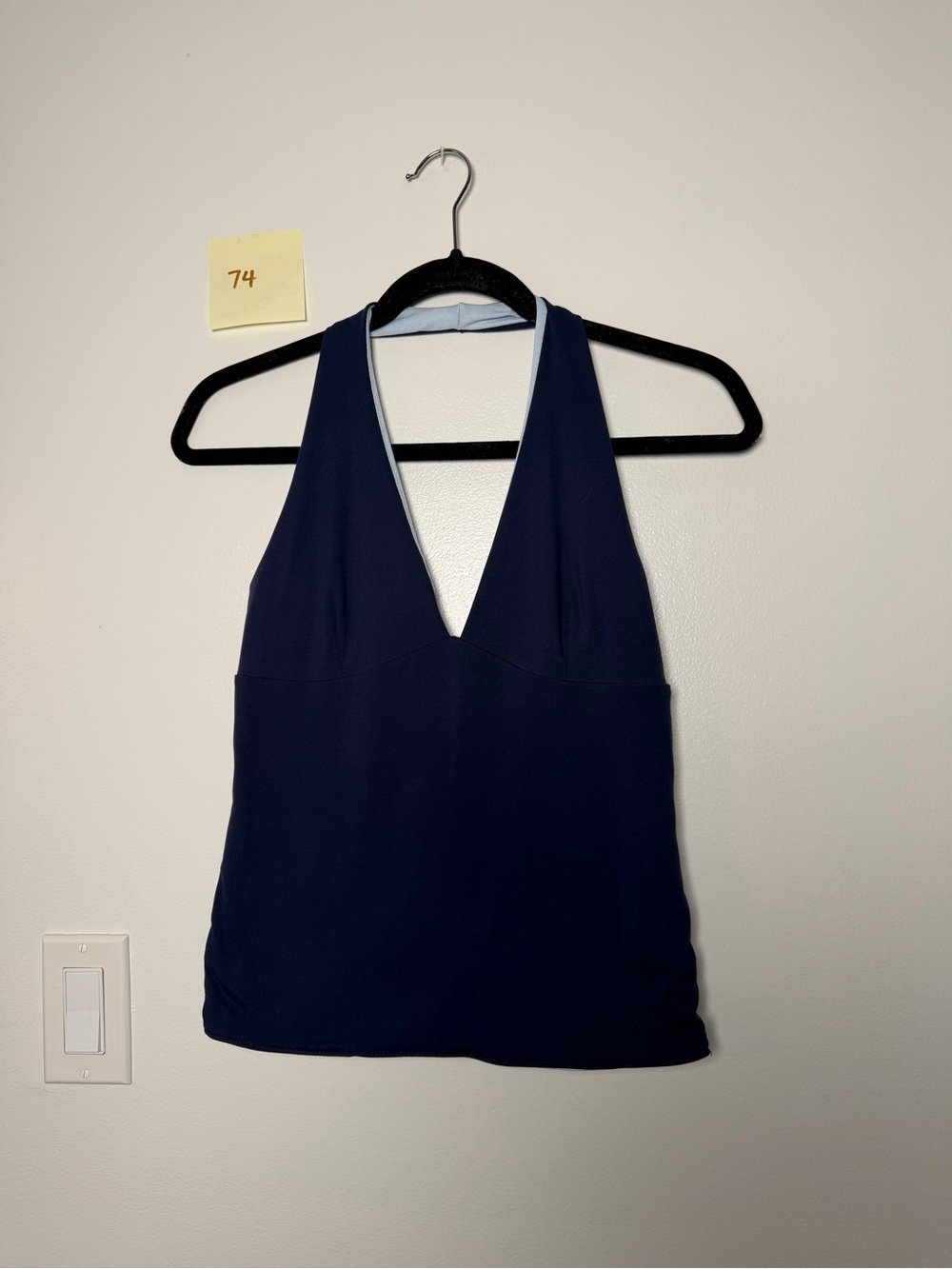 gaze Navy Deep V Halter Tank Top